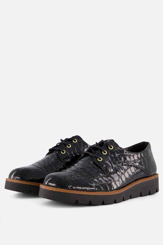 Feyn Veterschoenen zwart Lak - Maat 40