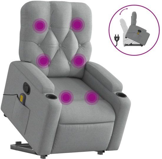 vidaXL Sta-op-massagestoel verstelbaar stof lichtgrijs