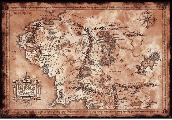 LORD OF THE RING - Poster Map (98x68) - Kunstleer - Multi - Rechthoek