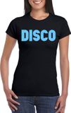 Bellatio Decorations Verkleed T-shirt dames - disco - zwart - blauw glitter - jaren 70/80 - carnaval XL