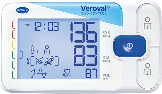Veroval Duo Control Bovenarmbloeddrukmeter - Meet ook bij hartritmestoornissen - manchet M (22 - 32 cm)