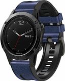 By Qubix - Geschikt voor Garmin bandje - 22mm Quickfit - leer + siliconen bandje - Blauw
