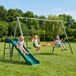 Balançoire 5-en-1 avec toboggan, portique réglable en hauteur, structure de jeu avec balançoire nid, 382x196x203 cm, multicolore