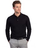 Thomas Maine Modern Fit Poloshirt lange mouw zwart