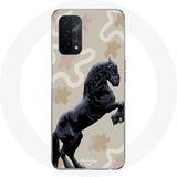 Maniacase Etui voor Oppo A74 5G Zwart Friese paardenrace