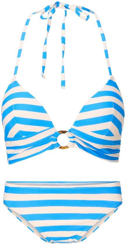 LingaDore Triangel voorgevormd bikini set Ortensia blue stripe