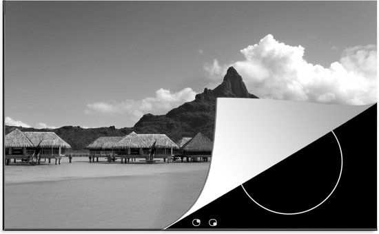 KitchenYeah® Inductie beschermer Bora Bora - Zwart Wit - 77x51cm