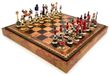 Jeu d'échecs italien Napoleon HT + échiquier en similicuir avec carte du monde, modèle 35