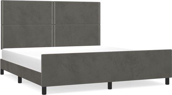 vidaXL Bedframe met hoofdeinde fluweel donkergrijs 180x200 cm