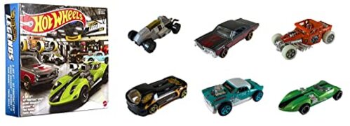 Hot Wheels Meerdere verpakkingen met 6 speelgoedauto's, schaal 1:64, echte decoraties, populaire gegoten onderdelen, rolbare wielen, cadeau voor kinderen vanaf 3 jaar en verzamelaars