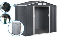 Habitat et Jardin Abri de jardin métal - "Vegas" - 5,29 m² avec gouttière et réservoir d'eau de pluie - Gris