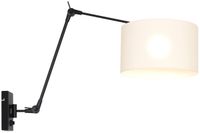 Steinhauer Zwarte wandlamp Prestige Chic 8120ZW met draaibaar en kantelbaar arm, gemaakt van metaal en textiel, voor binnengebruik