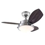 Westinghouse Lighting 78762 Plafondventilator, 76 cm, met enkele lamp en drie vleugels, uitvoering in chroom met opaalmelkglas