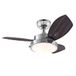 Westinghouse Lighting 78762 Plafondventilator, 76 cm, met enkele lamp en drie vleugels, uitvoering in chroom met opaalmelkglas