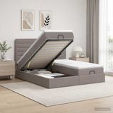 vidaXL - Ottoman bed met matras met hoofdeinde - Taupe - Stof