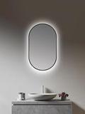 Talos Led-spiegel, ovaal, zwart, 45 x 75 cm, geschikt voor vochtige ruimtes voor je badkamer, wandspiegel met rondom ruimtelicht, met hoogwaardig aluminium frame