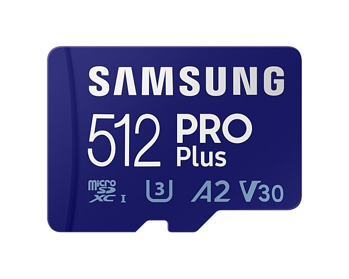 Samsung PRO Plus 512GB MicroSDXC - Class 10, UHS-I, V30, A2