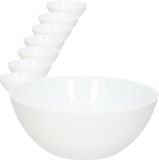 Plasticforte Serveerschaal/saladeschaal - 12x - D20 x H8 cm - kunststof - wit