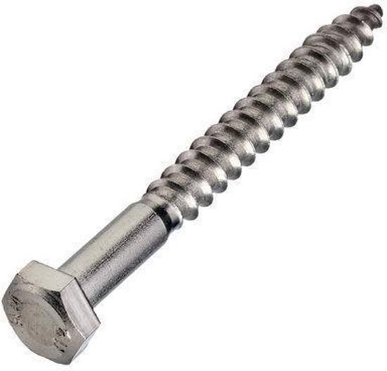 Hoenderdaal Houtdraadbout Rvs 6 X 60 Mm Din 571 A2 - Doos Ã 200 Stuks