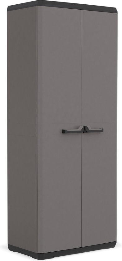 Keter Più Opbergkast - 3 planken - 39x68x166cm - Donkergrijs/Zwart