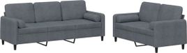 vidaXL 2-delige Loungeset met kussens fluweel donkergrijs