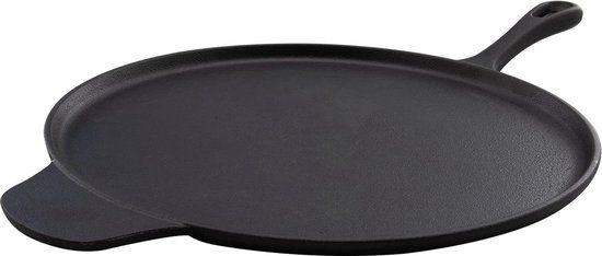 Gietijzeren pizza- en pannenkoekenpan - 30 cm - gietijzeren pan serveerpan gietijzeren pan voor fornuis grill en oven