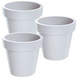 WELLHOME 3 x bloempot van kunststof Lofly in wit, 24,5 x 24,5 x 22,5 cm