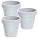 WELLHOME 3 x bloempot van kunststof Lofly in wit, 24,5 x 24,5 x 22,5 cm