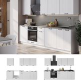 Vicco Complete keukeneenheid Fame-Line, Wit Landhuis/Wit, 280 cm, WB Antraciet