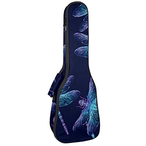 Mersov Concert Ukulele rugzak, zware ukelele tas met opslag, sopraan concert tenor ukelele 10 mm gewatteerde tas libel marineblauw