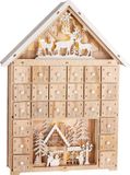 BRUBAKER Adventskalender om te Vullen - Kersthuis - 40 cm Houten Kerstkalender met LED-Verlichting
