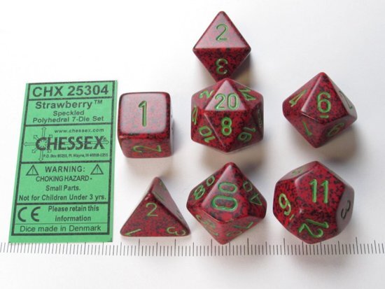 Chessex dobbelstenen set 7 polydice Speckled Strawberry
