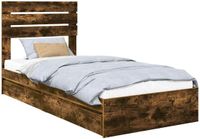 vidaXL Opbergbed met lade Rook Eiken 90 x 200 cm Bewerkt hout