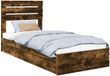 vidaXL Opbergbed met lade Rook Eiken 90 x 200 cm Bewerkt hout