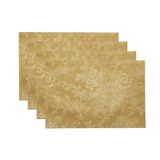 Elrene Home Fashions Poinsettia Elegance Jacquard Kerst/Vakantie Rechthoek Dining Placemat, Set van 4, 13"x19", Goud