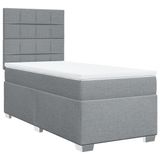 vidaXL Boxspringbed met matras, lichtgrijs, 120x200 cm, gestoffeerd