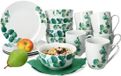 MamboCat service de petit déjeuner en porcelaine 18 pièces - Eucalyptus - Blanc - 6 personnes