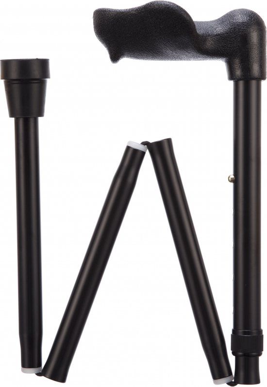 Able 2 Opvouwbare Wandelstok Anatomisch Zwart Links - Verstelbaar - Aluminium - Trigger-systeem