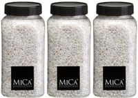 Mica Decorations decoratie stenen/granulaat - 3x - 650ml - wit