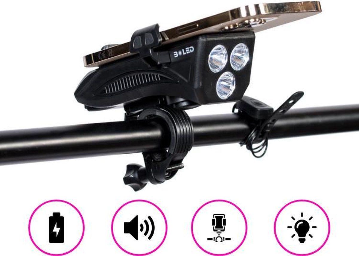 Lightyourbike ® POWER - Telefoonhouder met Powerbank - 5.000 mAh - LED