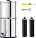 Système de filtration d'eau par gravité, 2,25 g de solides totaux bruts, plaque filtrante en acier inoxydable, réduit le plomb et élimine 99 % du chlore, 2 filtres, robinet d'eau