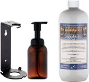 Claudius Cosmetics B.V. Claudius Zeepdispenser 300 ml amber bruin hervulbaar + 1 liter Bodylotion Hammam Herbal navulling (inclusief beugel)