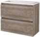 Basic Line Start 39 Badkamermeubelset - Ondiep - 80 x 39 cm - Greeploos - 2 Lades - Acryl Wastafel - 1 Kraangat - Scotch Oak