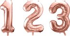 PARTYDECO - Rosé gouden aluminium cijfer ballon - Roze - Carnaval