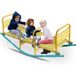Pangivo Balançoire À Bascule Tape-cul 3 Places Pour Enfants Jeu De Jardin Acier Bleu Et Jaune 132,99 Cm