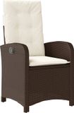 vidaXL Tuinstoel verstelbaar met kussens poly rattan bruin