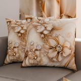 PETTI Artigiani Italiani - Paar kussenslopen 50 x 50 cm van microvezel, decoratief kussen voor slaapkamer, bank, woonkamer, set van 2 kussenslopen, bloemenpatroon 06 13, 100% Made in Italy