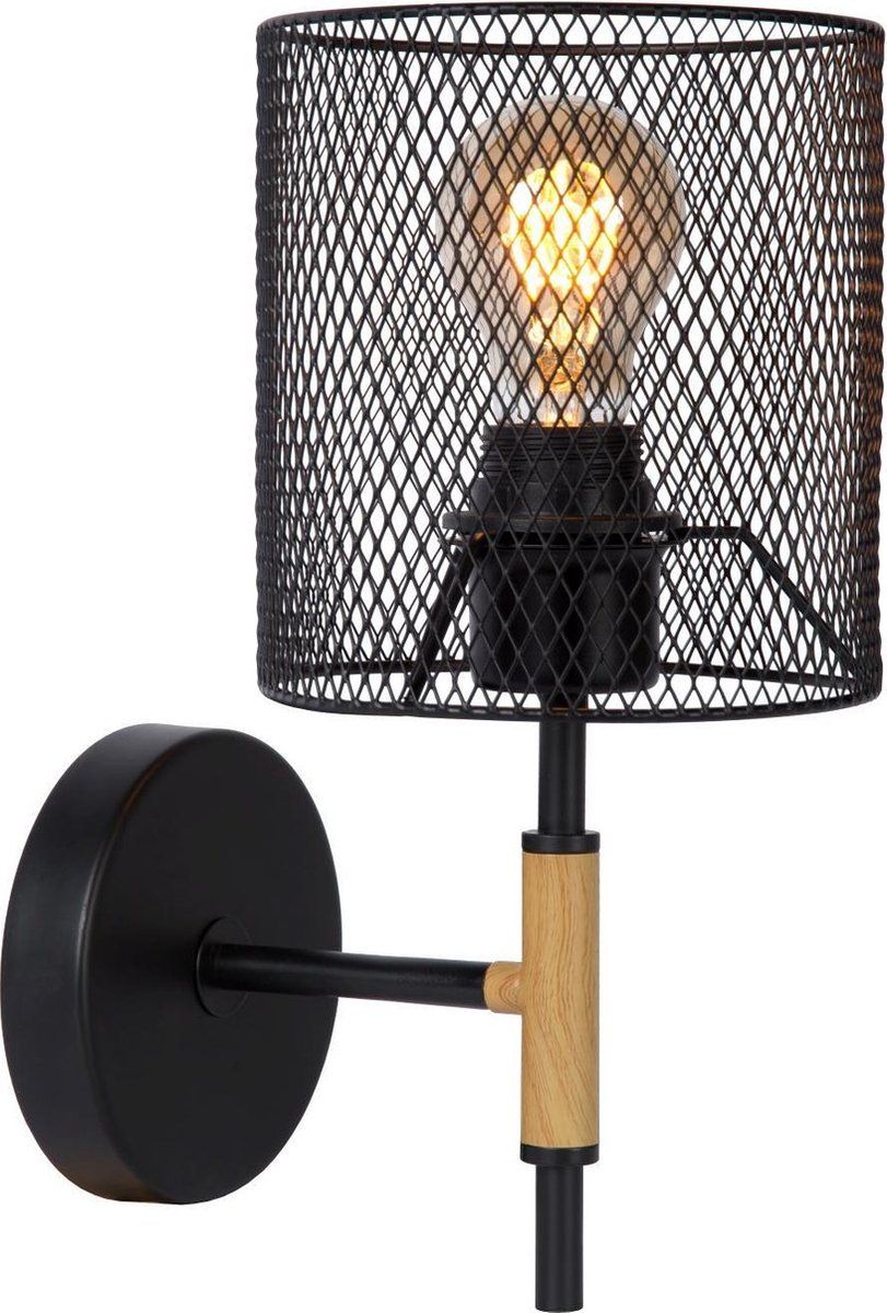Lucide BASKETT Wandlamp - 1xE27 - Zwart - Metaal - 2020