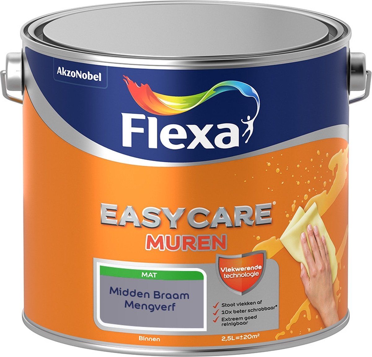 FLEXA Easycare Muurverf - Mat - Midden Braam - 2,5 liter