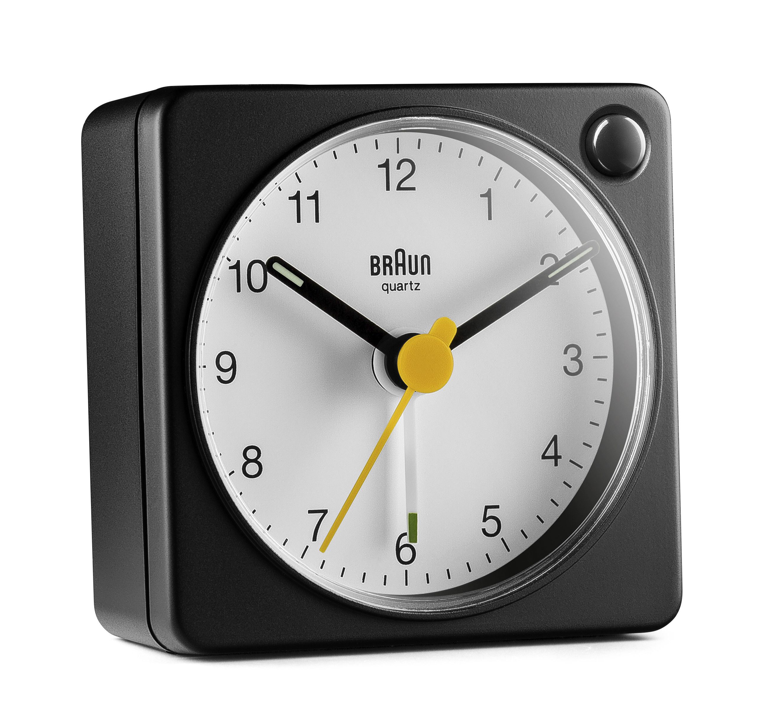 Braun BC02XBW Quartz Alarm Clock - Black/White - Rectangle - Travel